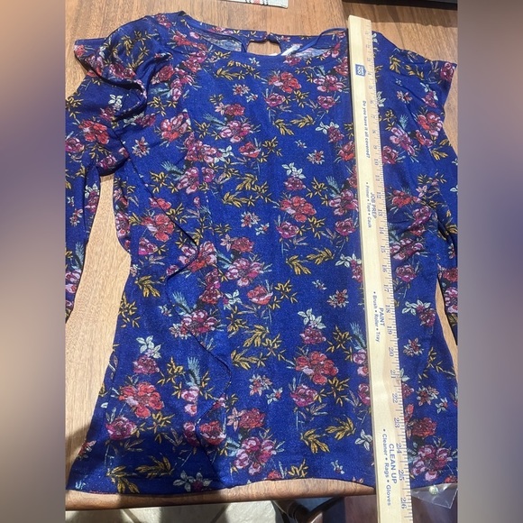 FREE People Womens Small Floral Blouse Top Ruffle Front Keyhole Back NWT - Picture 7 of 10